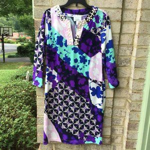 Danna Morgan Beaded Floral Midi Dress